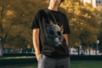 Floral Skull – Bold Graphic T-Shirt - Black (Size-XXL)