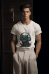 Cyber Kitty – Headphone Cat Graphic T-Shirt-White (Size-S)