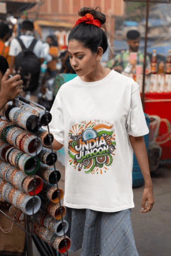 India Ka Junoon Graphic T-Shirt – White (Size-L)