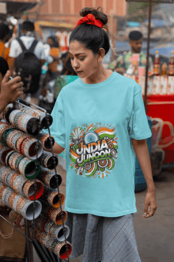 India Ka Junoon T-Shirt – Sky Blue(Size-L)