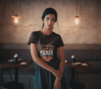 State of Mind Peace Graphic Charcoal Black T-Shirt (Size-L)