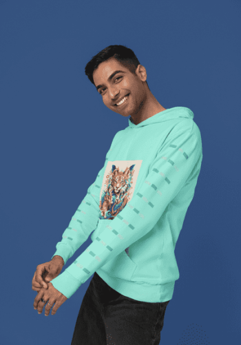 Mythical Beast Warrior Hoodie – Aqua Blue(Size-S)