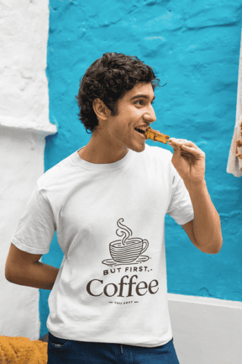 But First, Coffee – White T-Shirt(Size-L)