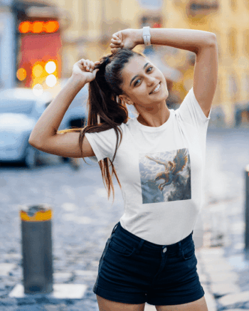 “Celestial Flight” Angel Graphic Tee – White Edition (Size-XXL)