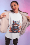 Samurai Cat Warrior T-Shirt – Oversized Fit (Size-S)