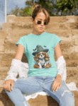 Halloween Puppy Magic – Mint Green Women's T-Shirt (Size-S)
