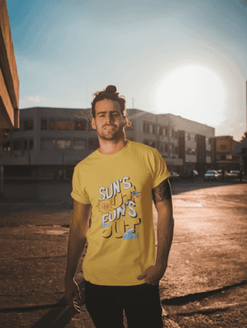 “Sun’s Out, Fun’s Out” Yellow Summer T-Shirt (Size-L)