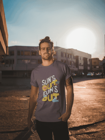 “Sun’s Out, Fun’s Out” Purple Graphic Tee (Size-L)
