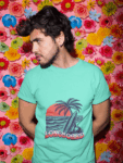 Longboard Retro Surf Mint Green T-Shirt (Size-S)