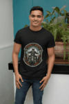 Highway Hunter Motorcycle Graphic Black T-Shirt (Size-XXL)