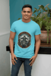 Highway Hunter Biker Graphic T-Shirt - Sky Blue (Size-XXL)