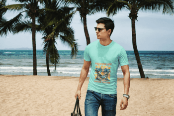 Paradise Life Beach Graphic Tee – Aqua Blue (Size-L)