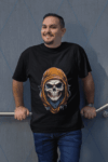 Grim Hood Skull T-Shirt – Midnight Black Edition (Size-XXL)