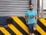 Neon Drip Weight Plate T-Shirt – Aqua Blue (Size-XXL)