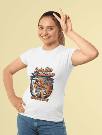 Women's White "Join the Pelicans" Retro Graphic T-Shirt (Size-L)