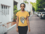 Artistic Koi Fish Women's T-Shirt – Mustard Yellow (Size-S)