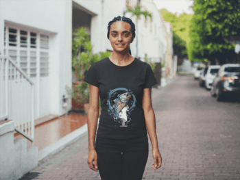 Koi Fish Wave Graphic T-Shirt – Black (Size-M)