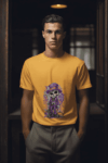 Halloween Skeleton Gentleman T-Shirt – Mustard Yellow (Size-XXL)
