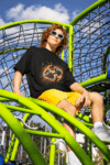 Flaming Dumbbell Graphic T-Shirt – Black (Size-XXL)