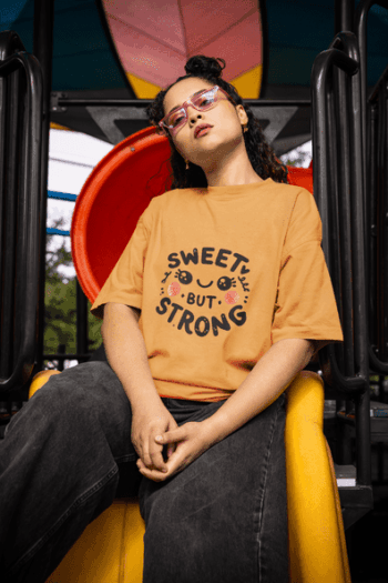 Sweet But Strong Oversized T-Shirt – Mustard Yellow (Size-XXL)