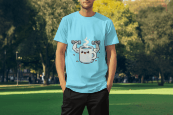 Strong Brew Graphic T-Shirt – Sky Blue (Size-L)