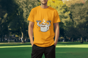 Strong Brew Coffee Cup T-Shirt – Mustard Yellow (Size-L)