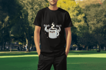 Strong Brew Coffee Mug T-Shirt – Black (Size-L)