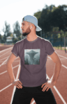 Men's Charcoal Purple Round Neck T-Shirt with Futuristic Cityscape Print (Size-S)