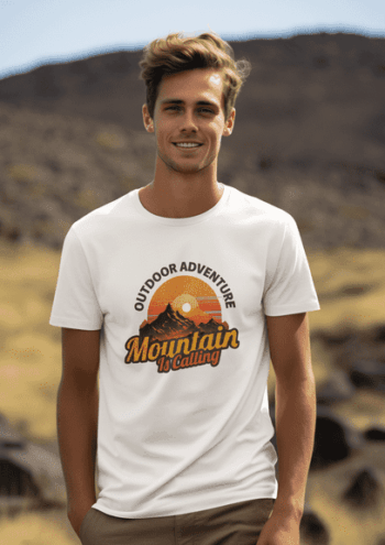 Mountain Is Calling – Outdoor Adventure Tee-Classic White (Size-XXL)