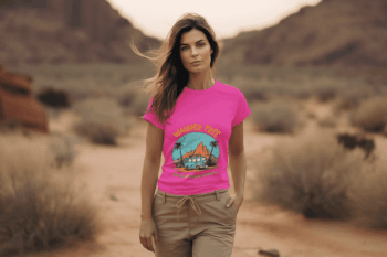 Wander Free Adventure T-Shirt - Hot Pink(Size-L)