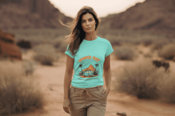 Wander Free Adventure T-Shirt - Sky Blue(Size-L)