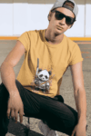 Samurai Panda Graphic Tee – Mustard Yellow(Size-M)