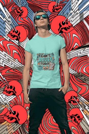 I Can’t Adult Today Graphic Tee – Sky Blue(Size-L)