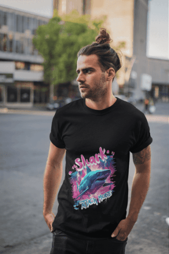 Shark Attack Mode Tee – Black(Size-S)