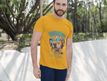Pawsitive Stylish Dog Graphic T-Shirt – Mustard Yellow (Size-XXL)