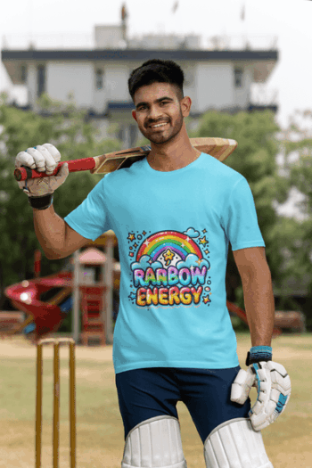 Rainbow Energy Graphic T-Shirt – Sky Blue(Size-L)