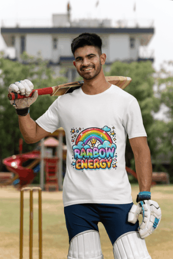 Rainbow Energy Graphic T-Shirt – White(Size-L)
