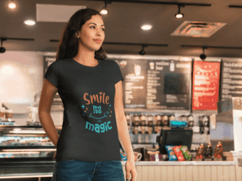 Smile It's Magic – Motivational Graphic T-Shirt (Black) (Size-L)