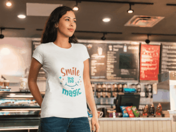 Smile It's Magic – Motivational Graphic T-Shirt - White (Size-L)