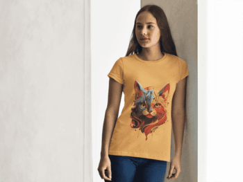 Bold Splash Cat Graphic Tee – Mustard Yellow(Size-L)