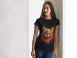 Artistic Cat Portrait Tee – Black Edition(Size-S)
