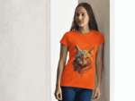 Artistic Cat Portrait Tee – Orange Edition(Size-XXL)