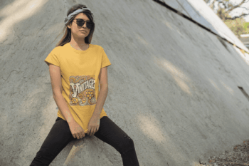 Vintage Vibes Retro Tee – Mustard Yellow(Size-L)