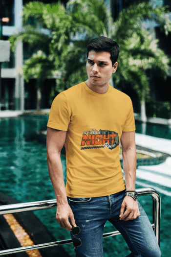 Street Night Race Tee – Mustard Yellow(Size-L)