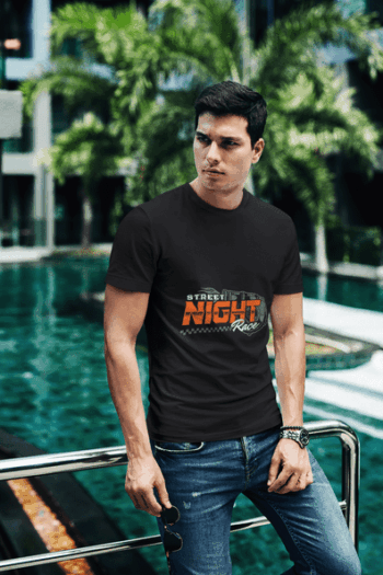 Street Night Race Tee – Black(Size-L)