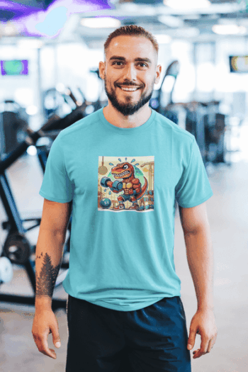 "Gym Rex Graphic Tee"-Sky Blue (Size-L)