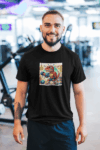 Men's Graphic T-Shirt - "Gym Rex" Dino Workout Tee-Black Edition (Size-XXL)