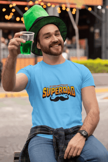 Men’s Graphic T-Shirt – “Superdad” Father’s Day Edition-Sky Blue (Size-L)