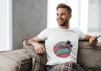 Surfing Vibbin – Retro Beach Graphic T-Shirt - White (Size-S)