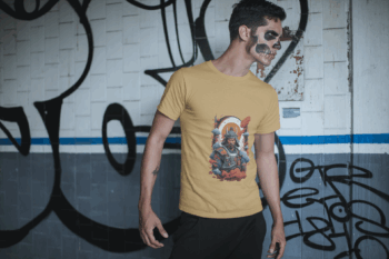 Cyber Samurai Graphic T-Shirt – Mustard Yellow(Size-L)